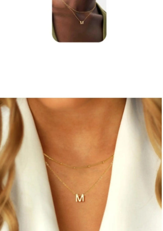 Collar multicapa TINGN para mujer, collar moderno con la letra M para mujer, collar multicapa de plata, collar multicapa para mujer, collar delicado