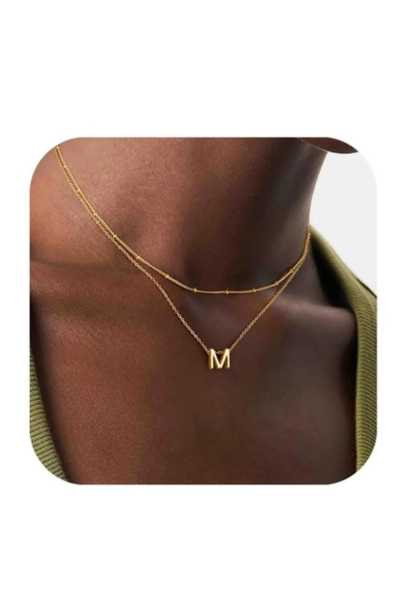 Collar multicapa TINGN para mujer, collar moderno con la letra M para mujer, collar multicapa de plata, collar multicapa para mujer, collar delicado